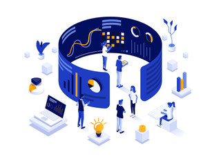 Modern Isometric Illustration design -Data Analysis