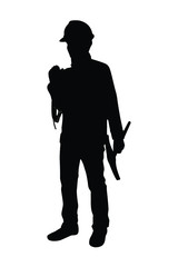 Rescue man with equipment silhouette