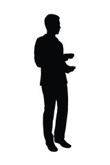 Business man with coffee cup silhouette