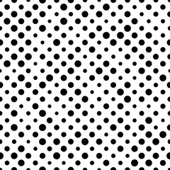 Seamless polka dot pattern. Black dots in random sizes on white background. Vector illustration © pyty