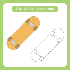 Skateboard toy with simple shapes. Trace and color the picture.