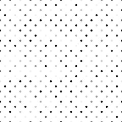 Seamless polka dot pattern. Grey dots in random sizes on white background. Vector illustration
