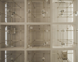 modern roof with lamps inside office center