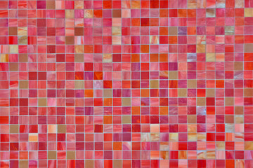 The texture of the red tiles, background. Orange bathroom walls