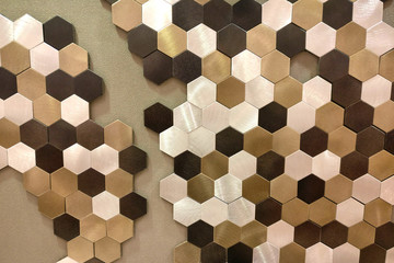 Background of hexagonal tiles on metal surface