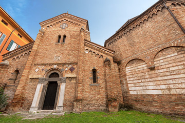 Naklejka premium Bologna, Basilica of Santo Stefano or the Seven Churches, on the left the basilica of Saints Vitale and Agricola, on the right the basilica of the Sepulcher. Emilia-Romagna, Italy, Europe