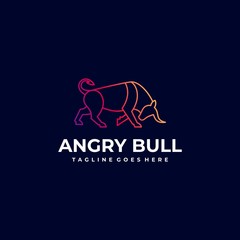 Vector Logo Illustration Bull Gradient Colorful Line Art