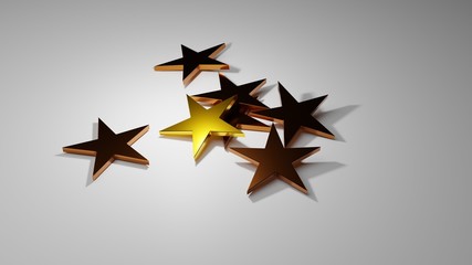 golden stars for costumer satisfaction, 3d illustration