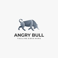 Vector Logo Illustration Bull Gradient Colorful