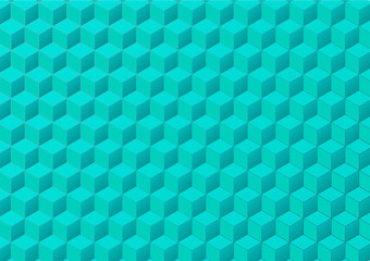 Seamless geometric pattern green isometric squares abstract background
