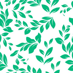 Fototapeta premium Vector illustration leaves of palm tree. Seamless pattern.