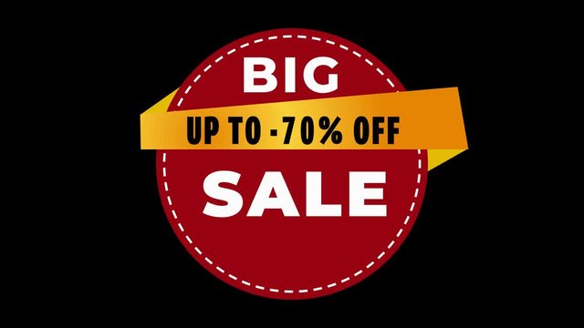 Big sale promo label, Animated 70% sale Campaign design. Limited Time Discount Announce Banner overlay for your videos.