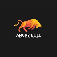 Vector Logo Illustration Bull Gradient Colorful