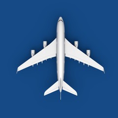 Plane isolated on blue background 3d rendering