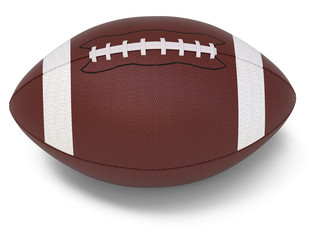 American football on white background	3d rendering