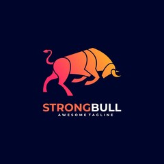 Vector Logo Illustration Bull Gradient Colorful