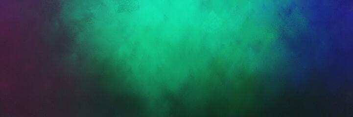 Fototapeta na wymiar vintage abstract painted background with very dark blue, light sea green and sea green colors and space for text or image. can be used as horizontal header or banner orientation