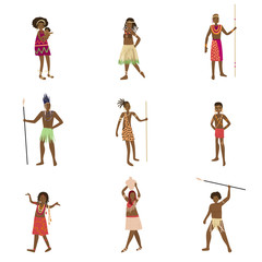 Set of african  man and woman in traditional clothes