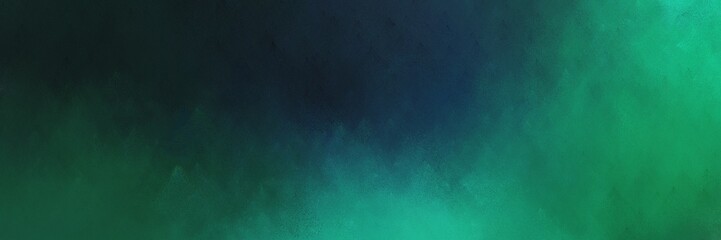 abstract painting background graphic with very dark blue, sea green and medium sea green colors and space for text or image. can be used as horizontal background graphic