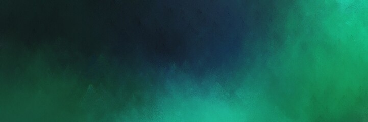 abstract painting background graphic with very dark blue, sea green and medium sea green colors and space for text or image. can be used as horizontal background graphic