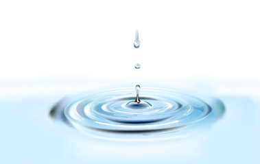 A splash of pure water, rippled circles on the water with drops, moisturizing.