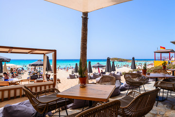 cafe on the beach of the Mediterranean Sea in Cyprus