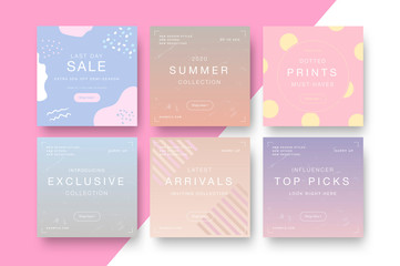 Fototapeta premium Modern promotion square web banner for social media mobile apps. Elegant sale and discount promo backgrounds with abstract pattern. Email ad newsletter layouts.