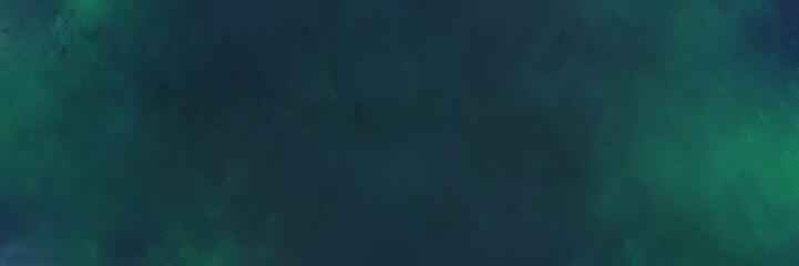 very dark blue, teal green and sea green colored vintage abstract painted background with space for text or image. can be used as horizontal background texture