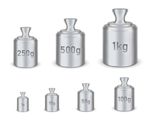 Creative vector illustration of calibration weight isolated on transparent background. Different sizes of calibration weight scales template. Abstract concept graphic laboratory scales element