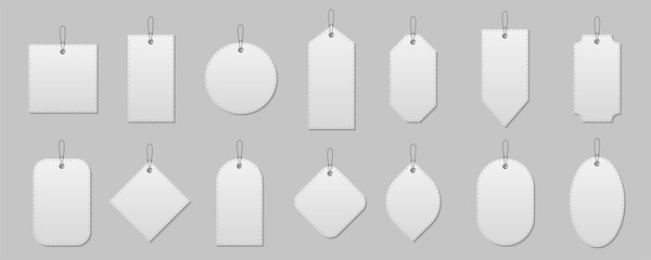 Creative vector illustration of sale tags, price labels isolated on transparent background. Art design hanging empty label tag template. Abstract concept graphic special offer, blank discount element