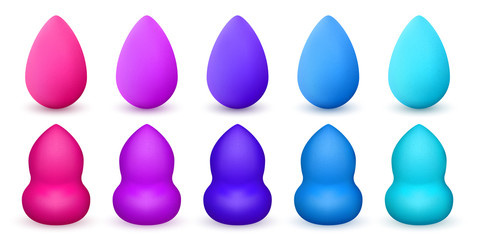 Creative vector illustration of beauty blenders, makeup sponge, foundation concealer isolated on background. Art design cosmetic blending sponge mockup template. Foundation beauty, makeup skin element