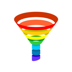 Sales conversion funnel rainbow color illustration. Filter stylized logo. Infograpic element template.