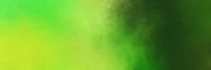 very dark green, yellow green and moderate green colored vintage abstract painted background with space for text or image. can be used as horizontal background texture