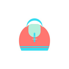 Women handbag flat icon, Blue modern bag isolated on white. Vector hand bag illustration