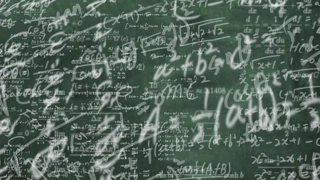 a blackboard full of mathematical formulas. educational concept background