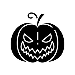 Evil pumpkin black icon, concept illustration, vector flat symbol, glyph sign.