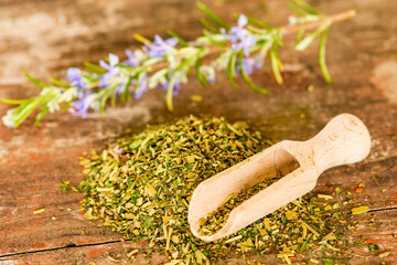Herbs of Provence in a wooden spoon