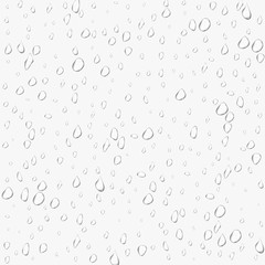 Different realistic transparent water drops. Glass bubble drop condensation surface on isolated background. Vector clean drop splash