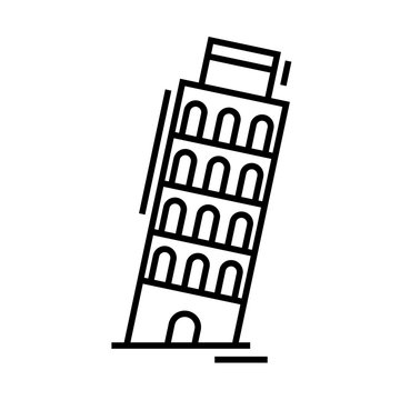 recommend clip art: Pisa tower line icon, concept sign, outline vector illustration, linear symbol.