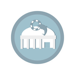 52 56青立体地図アイコン単体 城 観光 観光地 世界遺産 青 クリップアート イラスト アイコン シンボル ランドマーク Wall Mural Qasb