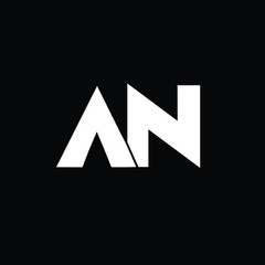 Creative and Minimal AN Logo Design, Alphabet Text Logo | Editable in Vector Format in Black and White Color