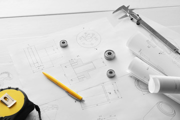 Workplace of engineer in office