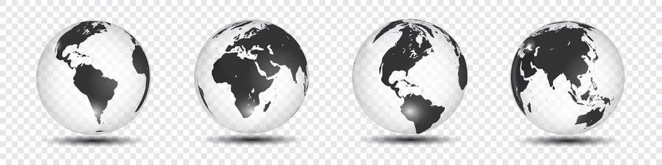 Poster Realistic world map in globe shape of Earth on Transparent Background. Vector Illustration © olegganko