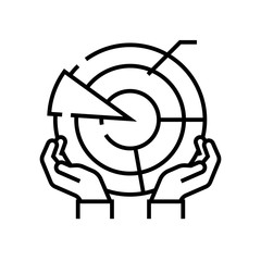 Pie chart composition line icon, concept sign, outline vector illustration, linear symbol.