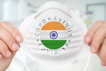Respirator mask with flag of India - Coronavirus COVID-19 concept