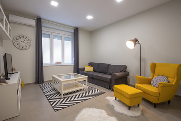 Living room interior in new apartment