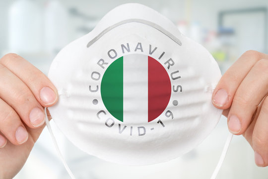 Respirator Mask With Flag Of Italy - Coronavirus COVID-19 Concept