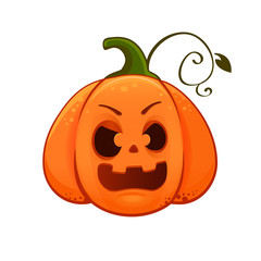 Cartoon vector illustration of cute funny Halloween surprise pumpkin. Isolated on white. Emoticon. Halloween icon. eps 10 mascot doodle funny card for invite on the halloween party, 