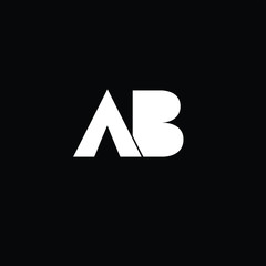 Creative and Minimal AB Logo Design, Alphabet Text Logo | Editable in Vector Format in Black and White Color