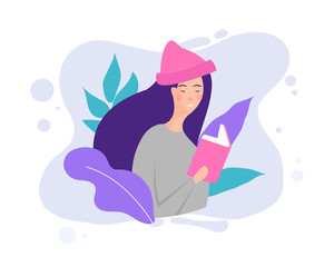 Girl studying with some books. Young student girl. Education and learning concept